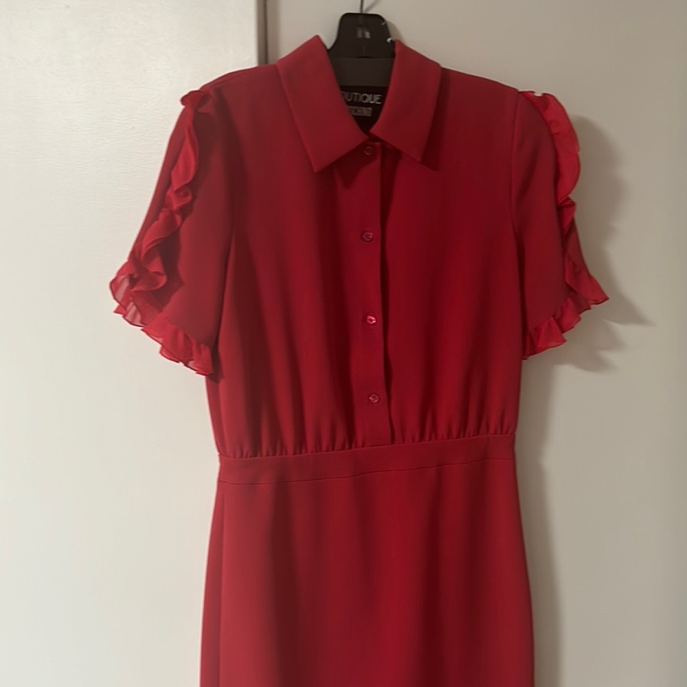 Boutique Red Ruffle Sleeve Dress
